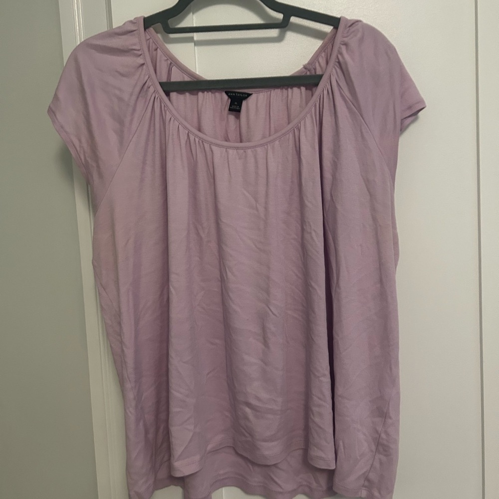 Ann Taylor Light Pink/Purple Short Sleeve Blouse Size XL